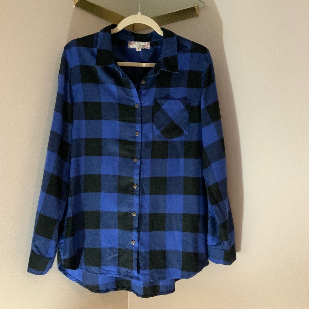 Pink Rose Blue Black Xl Buffalo Check Flannel Alpine Cabincore Cottagecore